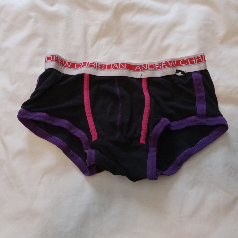 Andrew Christian Square Cut Brief Mediun Black & Purple